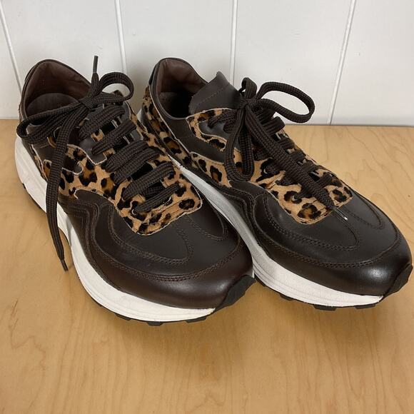 Bosmos Shoes - Boemos Leopard Brown Leather Pony Hair Vibram Soles Women's Sneakers Size‎ EU 39